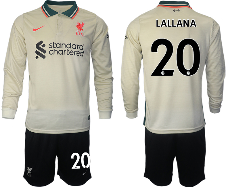 Men 2021-2022 Club Liverpool away cream Long Sleeve #20 Soccer Jersey